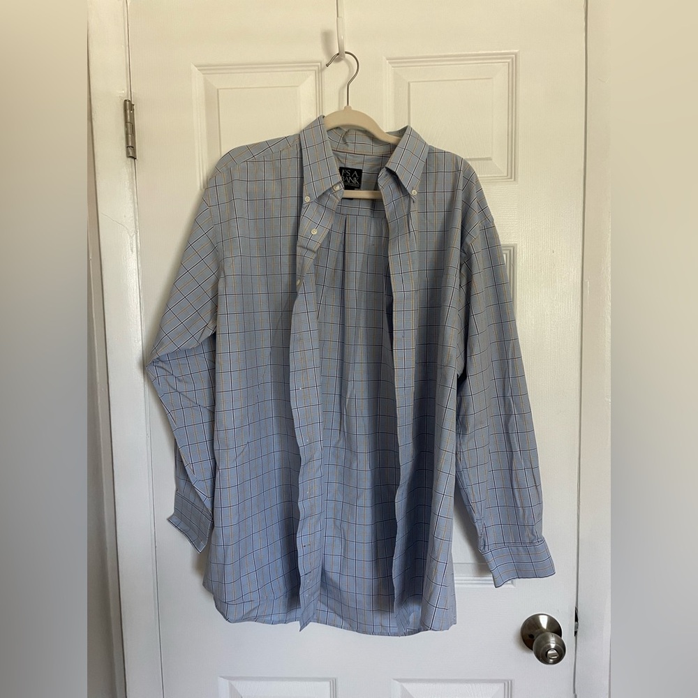 Jos. A. Bank Light Blue Plaid Button Down Shirt